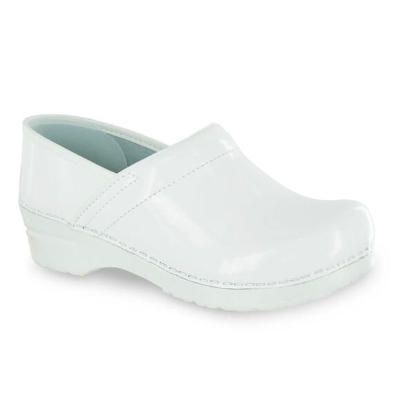 Sanita Professional Patent Leather Clogs White Slip-On Nursing Shoes EU 36 US 5 - Picture 1 of 14